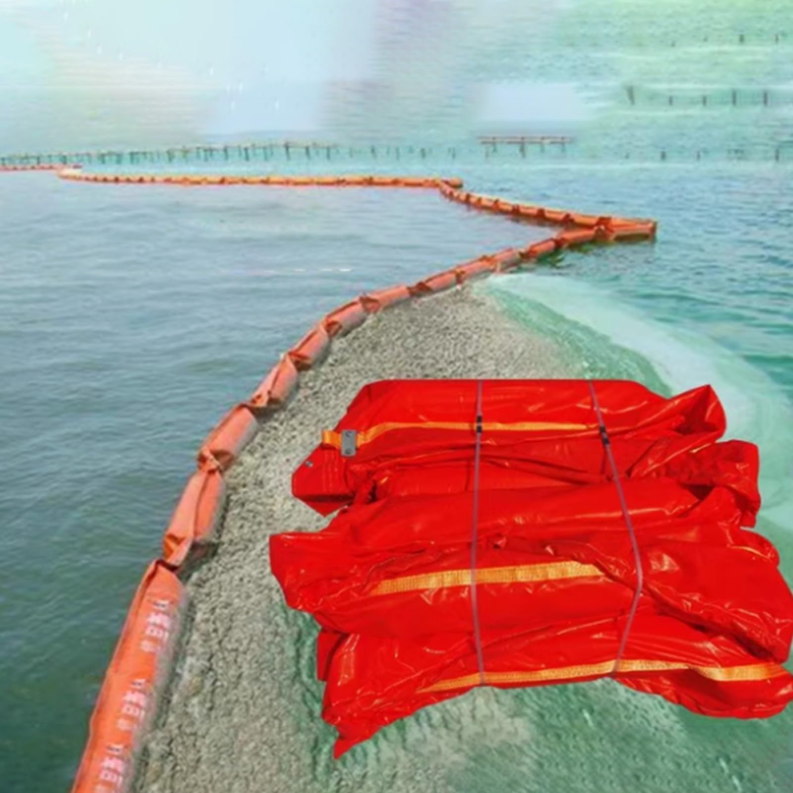 DUANHOZ Interception BarrierHigh Strength Marine Oil Spill Containment Boom, Customizable Solid Float Type PVC Oil Booms, Industrial Spill Barrier for Lakes/Oceans(L 10m/32.8ft,H