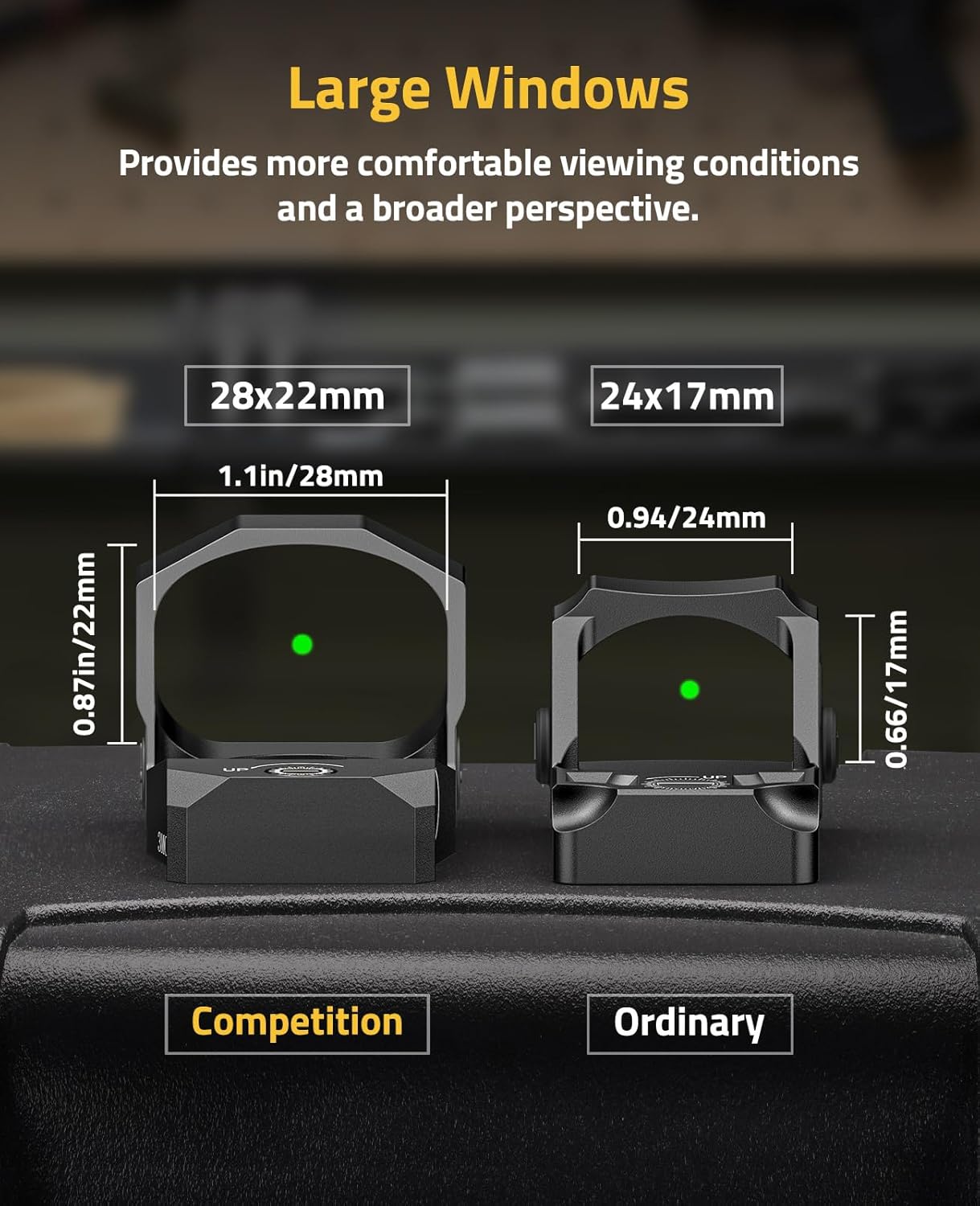 CVLIFE WolfCovert X S02 Full-Sized Multiple Reticle Green Dot, 3 MOA Dot & 40 MOA Circle Optic, Motion Awake Green Dot for RMR, 28mm Large Len, with Adapter Plate for MOS & 21mm Picatinny.