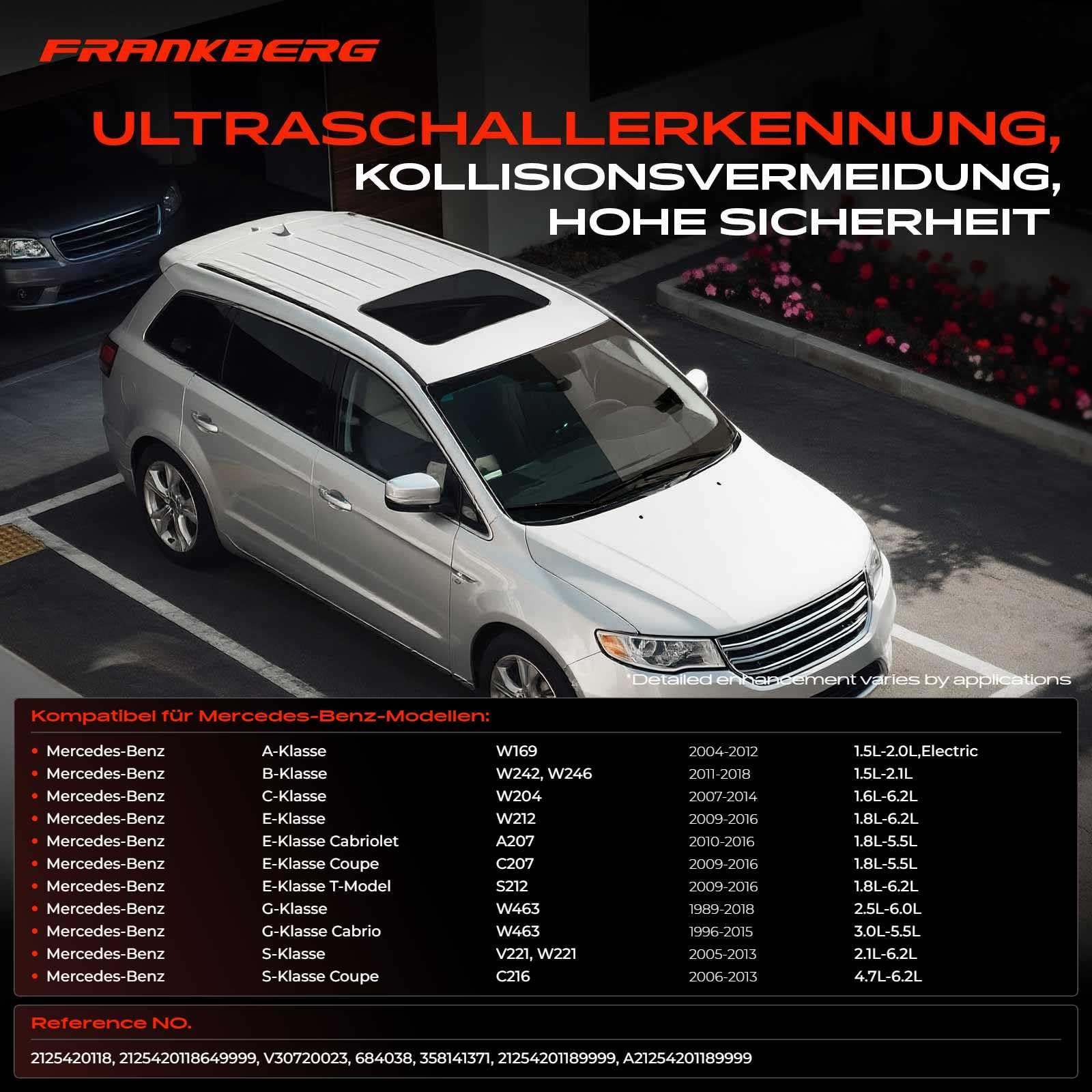 Frankberg 4x Parksensor Vorne Kompatibel mit 307 3A/C 1.4L-2.0L 2000-2012 308 CC 4B 1.6L 2.0L 2009-2014 308 I 4A 4C 1.4L-2.0L 2007-2014 Replace# 2125420118