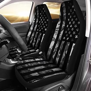 gearider Black Camouflage The USA Flag Printed Car Seat Cover only for Front, Waterproof Soft Universal Bucket Seats Cover...