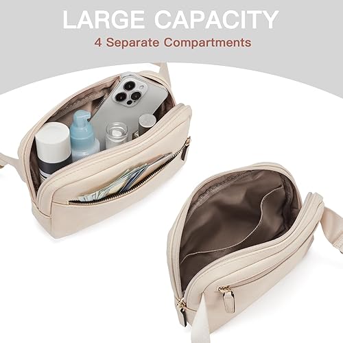 Miniatura 3 de Telena - Riñoneras para mujer, bolsa de cinturón de cuero con bandolera a la moda y correa ajustable, 2-beige, Talla única