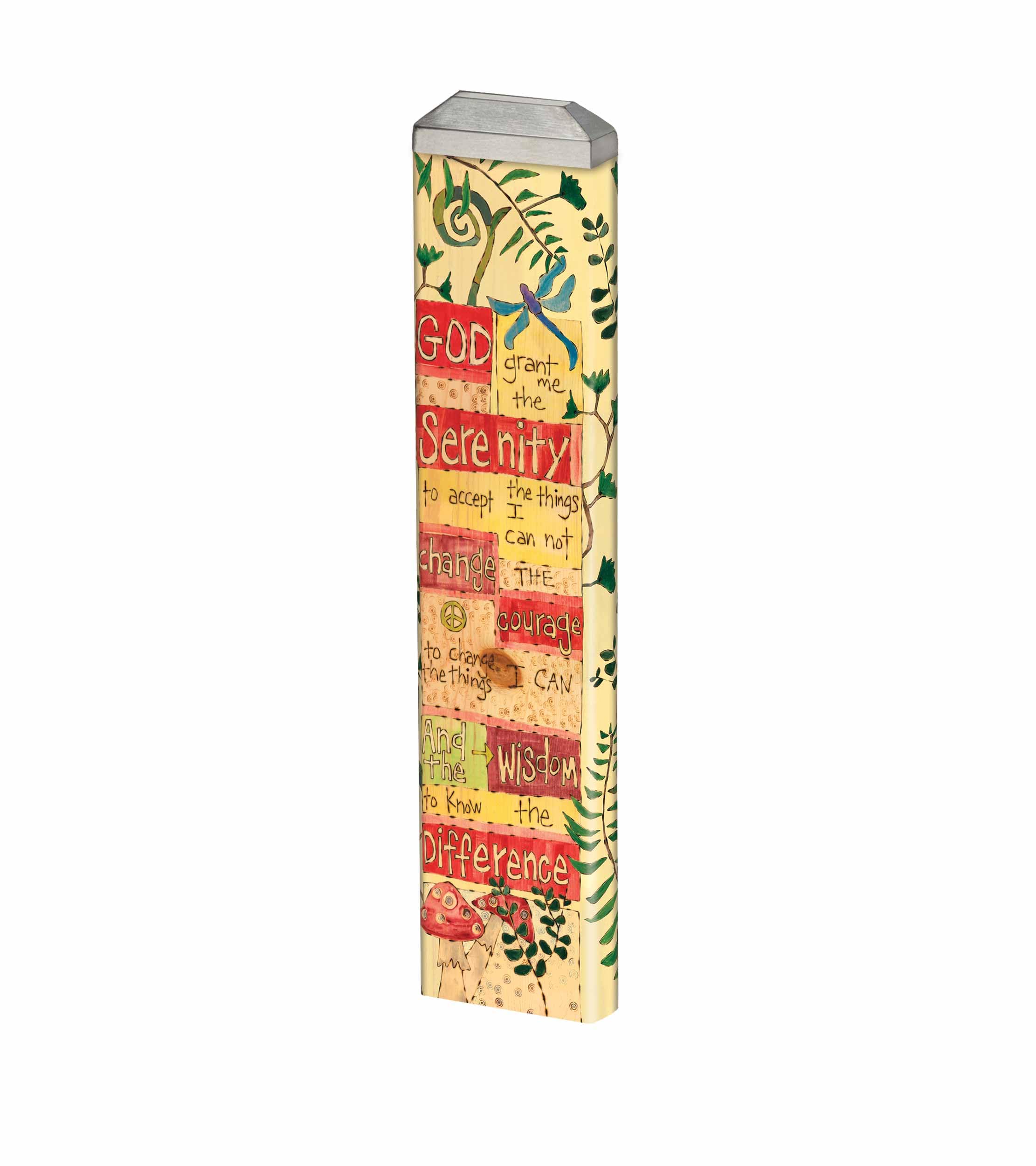 Studio MSerenity Prayer 13" Mini Art Pole Small Decorative Indoor/Outdoor Garden Post - Made in USA
