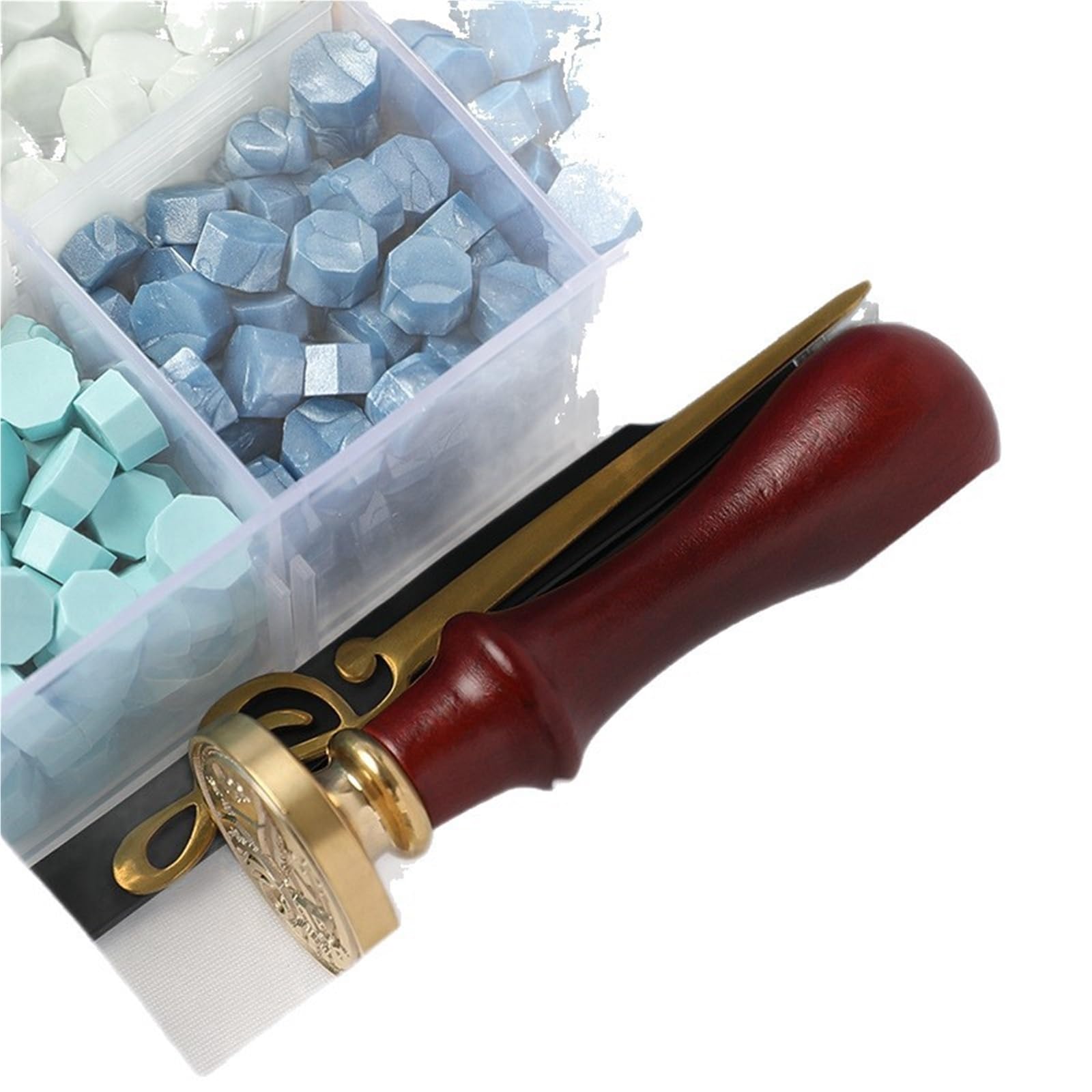 Ceralacca Kit Sigillo Di Ceralacca | Set composto da timbri con sigillo di cera, perline di cera e strumenti confezionati in una confezione trasparente(SetB)