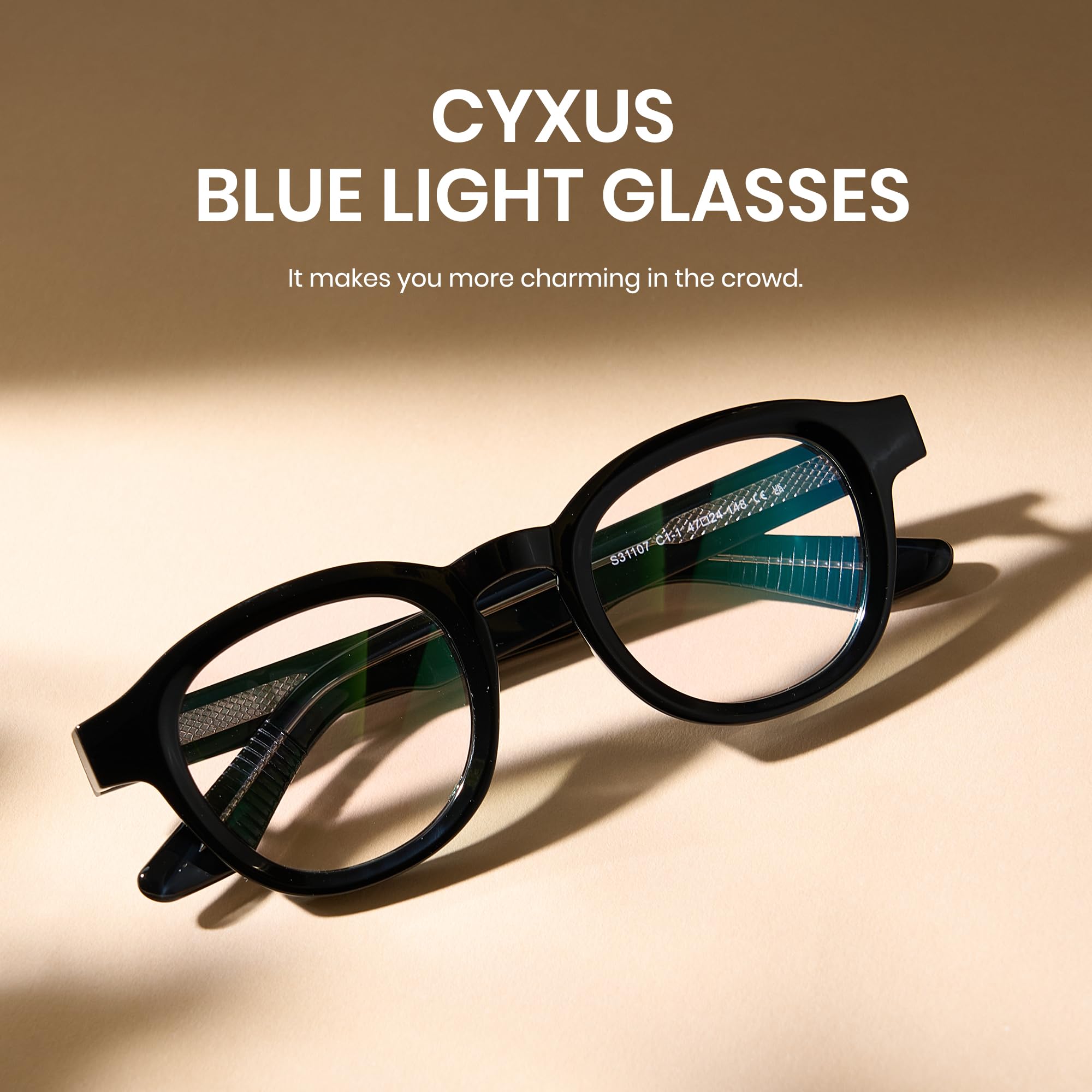 Cyxus Occhiali Nerd Retrò Occhiali Luce Blu Uomo Donna Moda Occhiali Da Computer Anti Mal di Testa Affaticamento Degli Occhi 8553