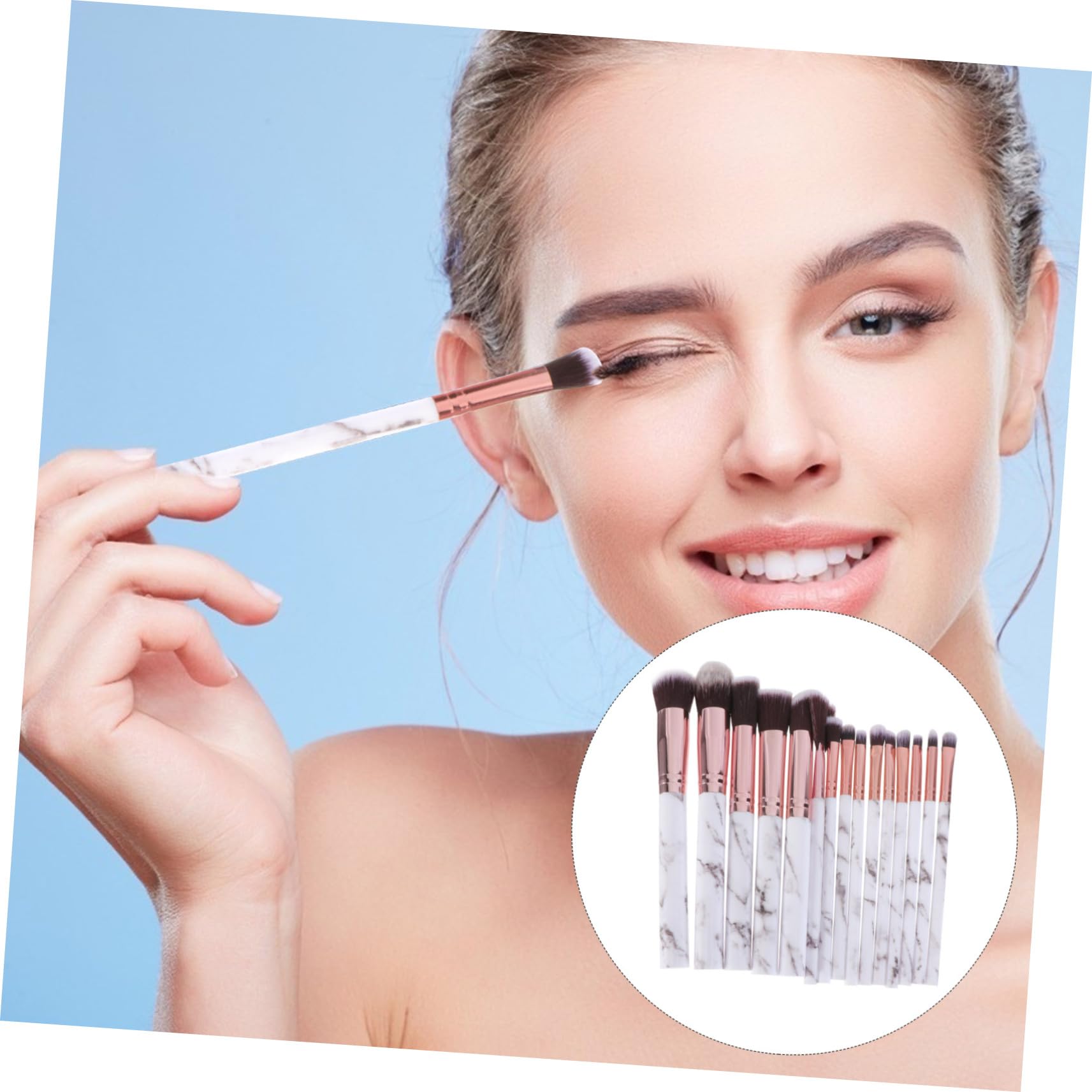Ipetboom Set Di 45 Pennelli Per Il Trucco Con Manico in Marmo E Setole in Nylon Set Da 6 Pezzi Per Donne Pennelli Per Il Trucco Del Viso Per Uso Quotidiano