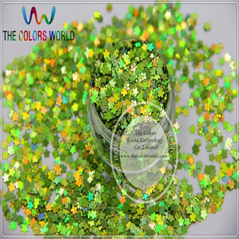 FL-61 Flower Shape Size 3 mm Laser Holographic Light Green Color Glitter Paillette Spangle for Nail Art DIY supplies1pack=50g