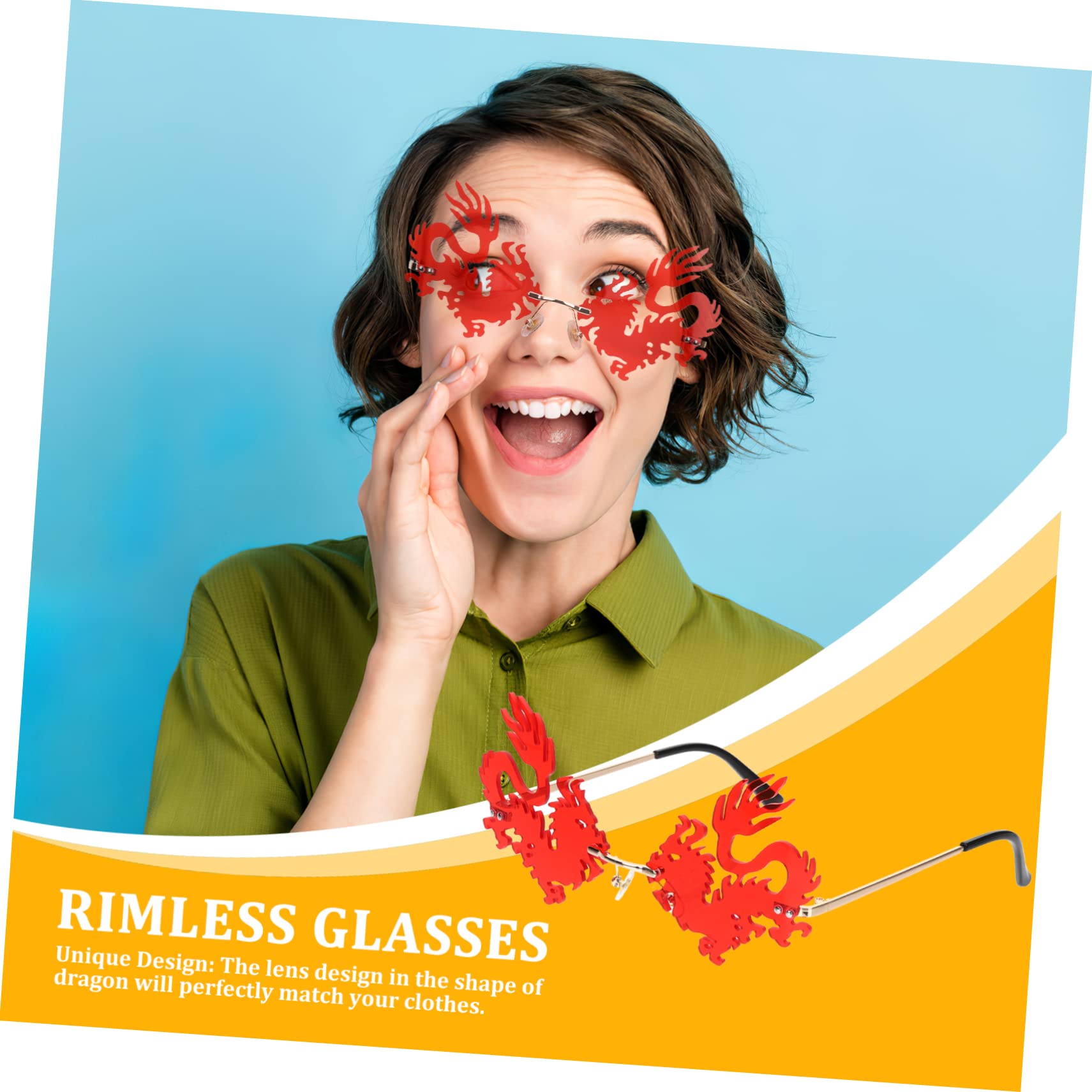 GALPADA 5paare Rimless Sonnenbrillen Im Drachen-design Modische Und Leichte Sonnenbrille Ohne Rahmen Für Strandpartys Fotoshootings Und Alltag