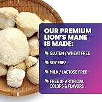 Vista 7 de Lions Mane Supplement Capsules 10,000mg - 10:1 Extract - Extra Strength Lion’s Mane Mushroom - Superfood for Memory & Focus Support, Brain, Immune