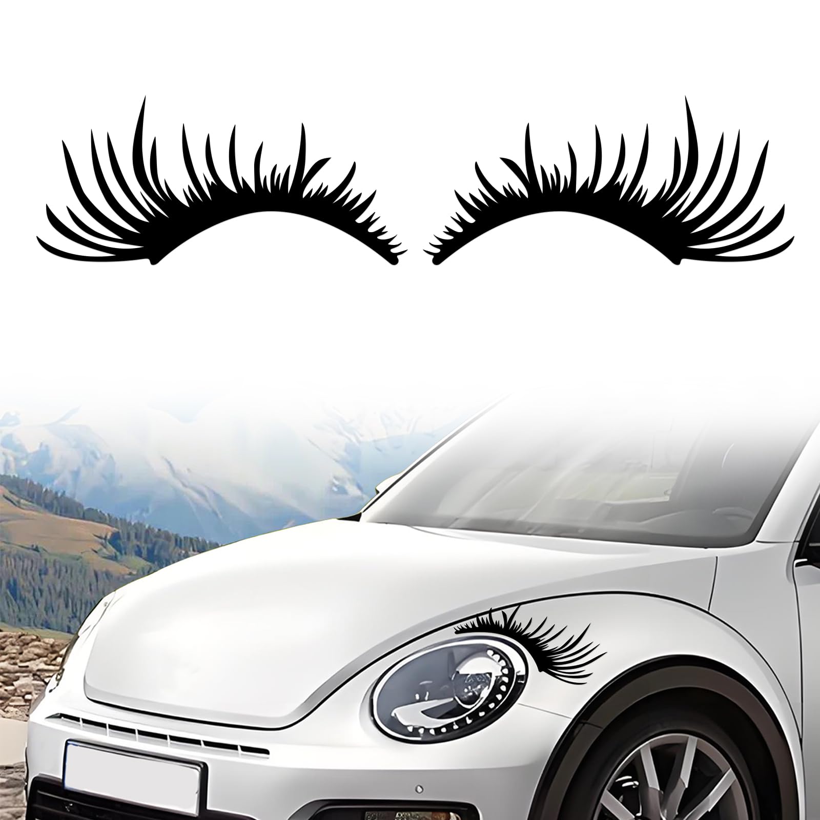 Photo 1 of 1 Pair High Intensity Reflective Headlight Eyelash Stickers, Waterproof Auto Funny Fake Eyelash Sticker Self-Adhesive Sticker for Vehicle Headlamp for SUV, Truck, Funny Car Decoration (Black)