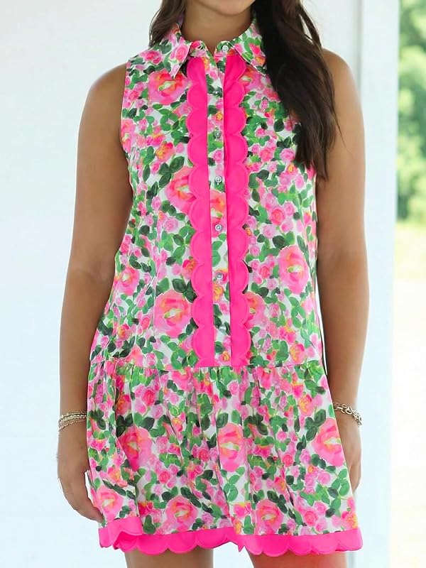 Cicy Bell Womens Floral Mini Dress Summer V Neck Sleeveless Boho Dresses by Cicy Bell - Image 6