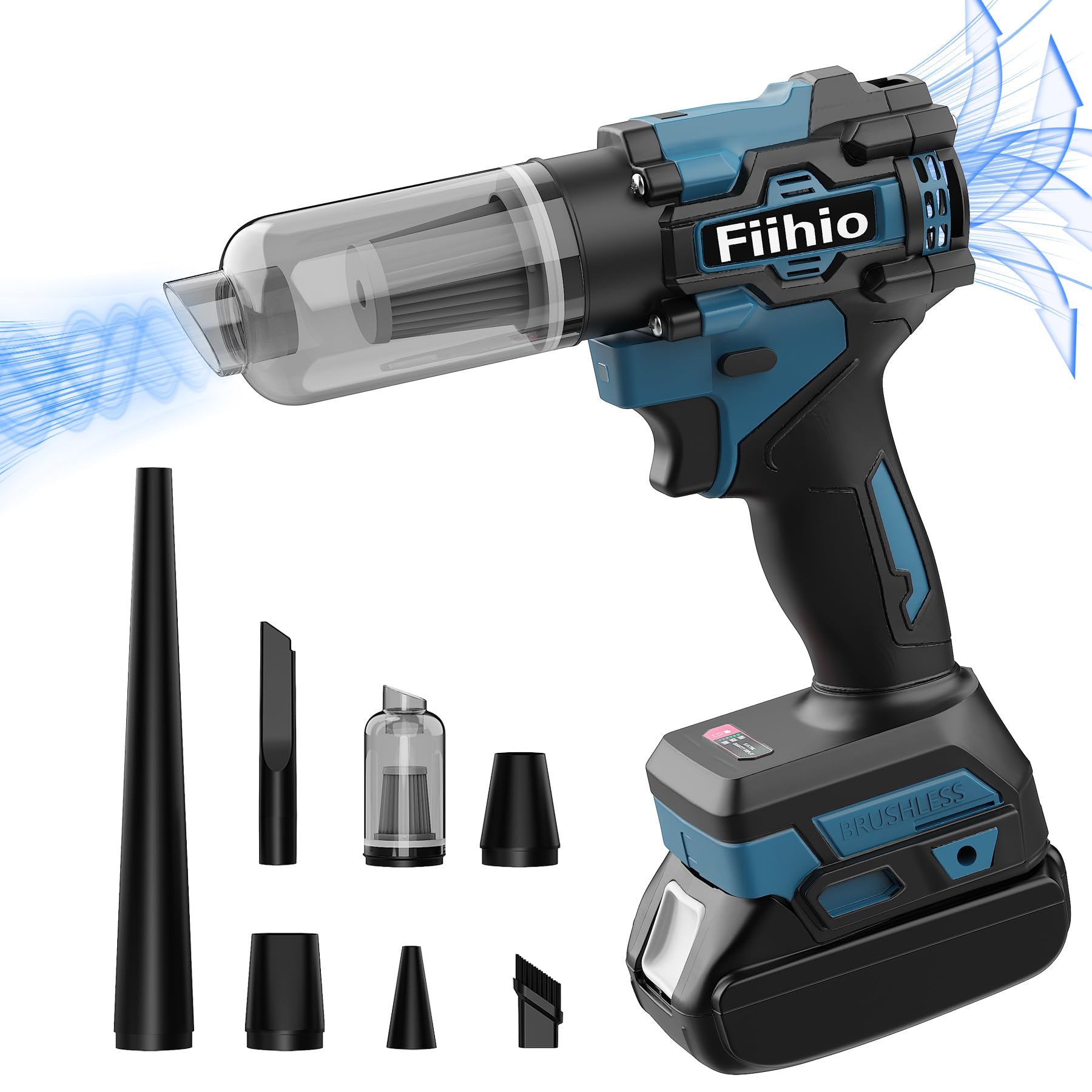 Soplador de hojas inalámbrico, motor de alta velocidad sin escobillas, 100000 rpm, compatible con batería Makita de 18 V, sopladores de aire para oficina, hogar, limpieza de talleres (sin