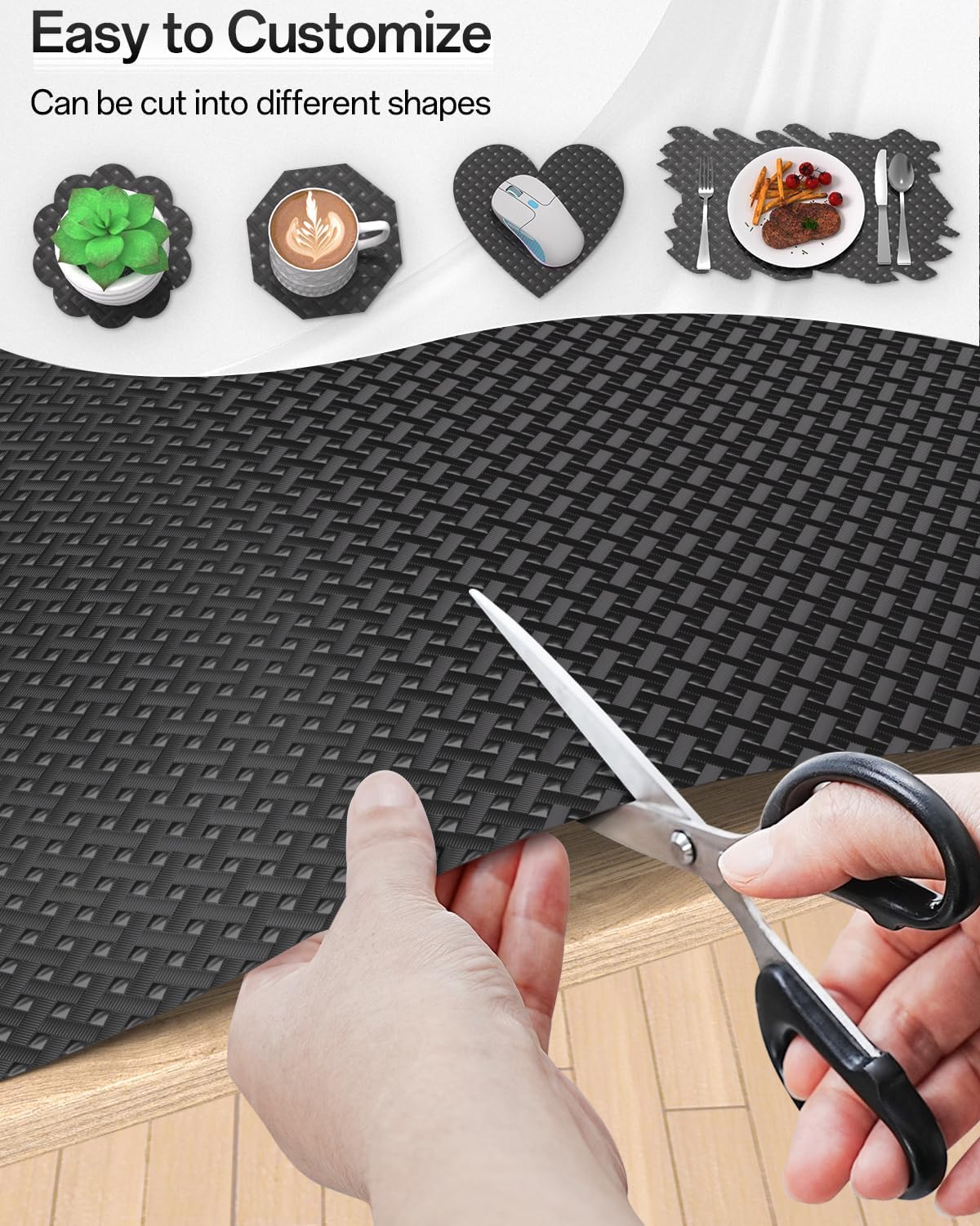 Shelf and Drawer Liner for Kitchen Cabinet, Non-Adhesive 12in x 360in Waterproof Contact Paper Refrigerator Liners Thickened Durable EVA Material Non Slip Mat for Dresser Cupboard Pantry Protector