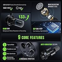 Vista 3 de FIFINE Micrófono Dinámico, XLR/USB Micrófono de PC para Grabación de Podcast para Transmisión de Locución Vocal, Micrófono de Metal de Estudio