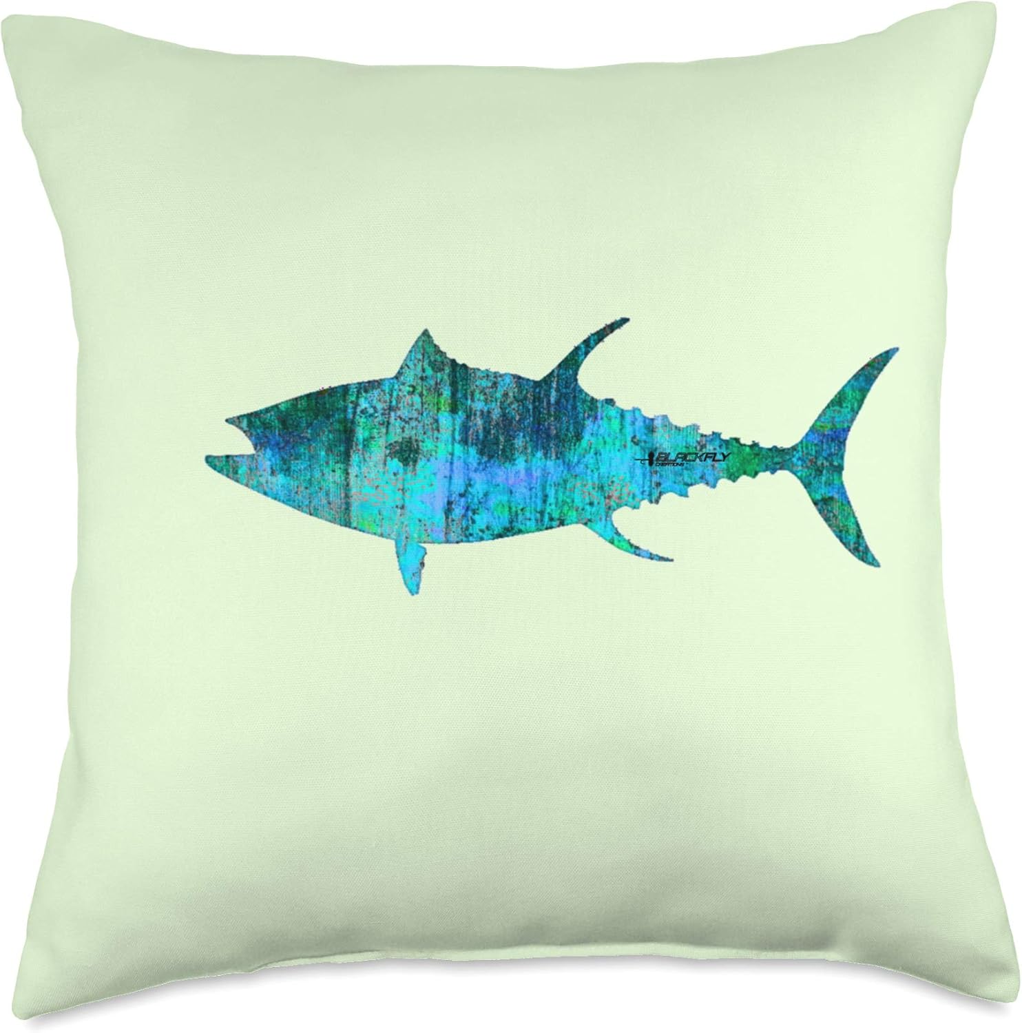 Saltwater Nautical Beach Bluefin Tuna Fishing Decor Pillows Throw Pillow