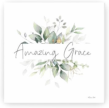 MRC Wood Products Amazing Grace With Watercolor Leaves Rustic Wall Sign 12x12
