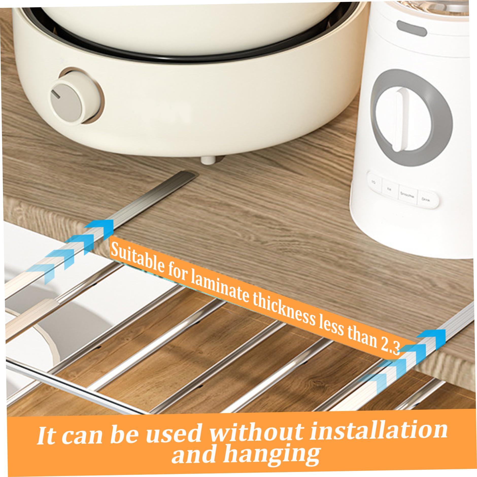 Stainless Steel Under Cabinet Cutting Board Holder - Polished Heavy Duty Vertical & Horizontal Cutting Board Rack, Punch-free, Pan Lid Holder