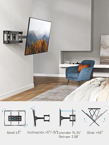 Miniatura 5 de Pipishell Soporte de pared para TV para televisores LED LCD OLED 4K de 26-70 pulgadas de hasta 99 libras, soporte de montaje de TV de movimiento