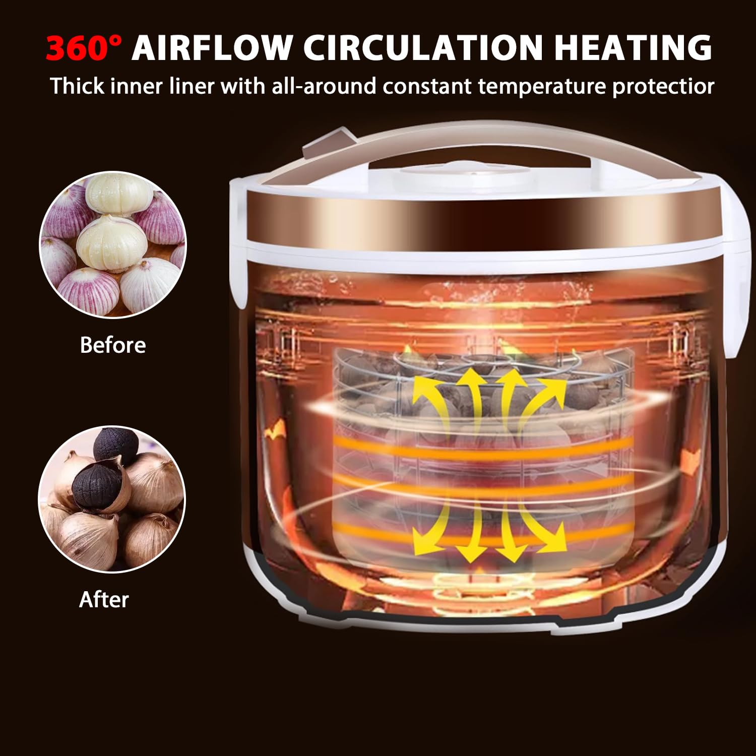 Máquina de fermentación de ajo negro 5L, fermentador de acero inoxidable 2 capas, 168h rápida