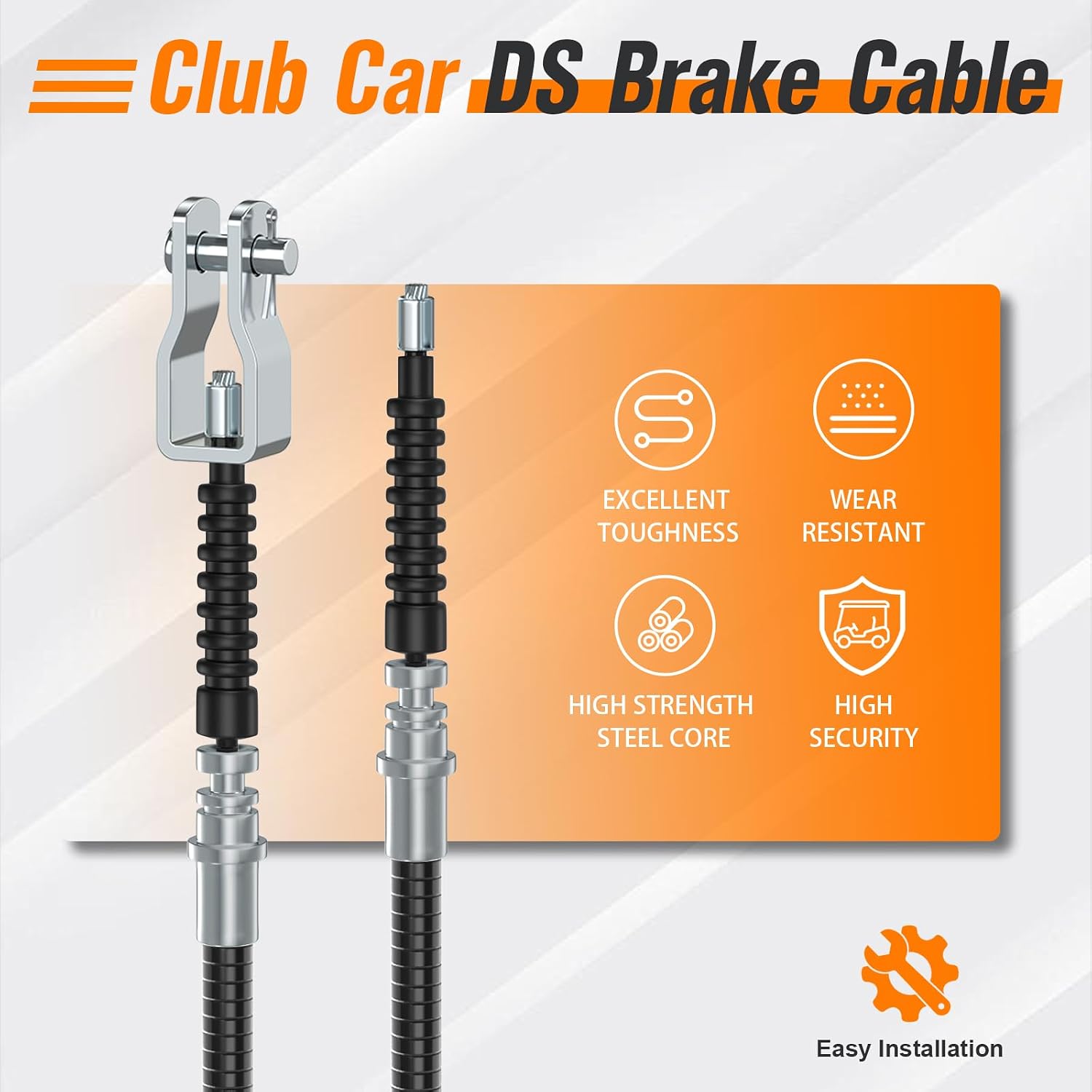 Club Car Brake Cable Set, Golf Cart Brake Cables for Club Car DS 2000-Up Gas & Electric, Driver & Passenger Side Cables, OEM# 1020221-01, 102022101