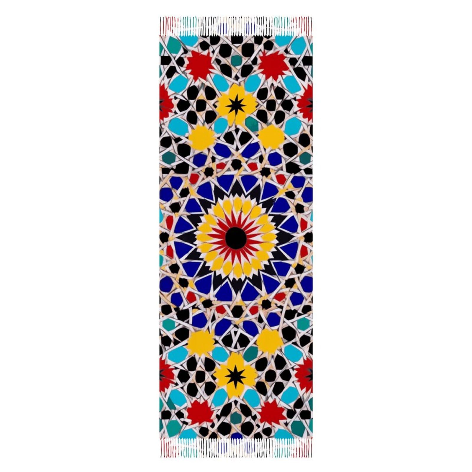 Nwtrk Women's Style Scarf Shawl Soft Warm Cashmere Feel Scarves Large Classic Moroccan Color Scarf With Tassel For 200X70cm
