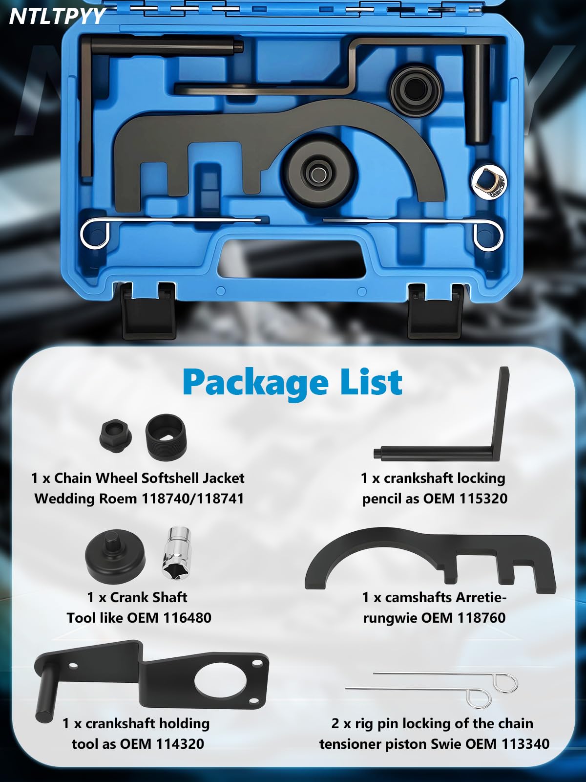 Strumento di Messa in Fase del Motore Compatibile con BMW N47 N47S N57 – Kit di bloccaggio Albero a camme (Sostituzione per Codici OEM 118740, 115320, 118760, 116480)