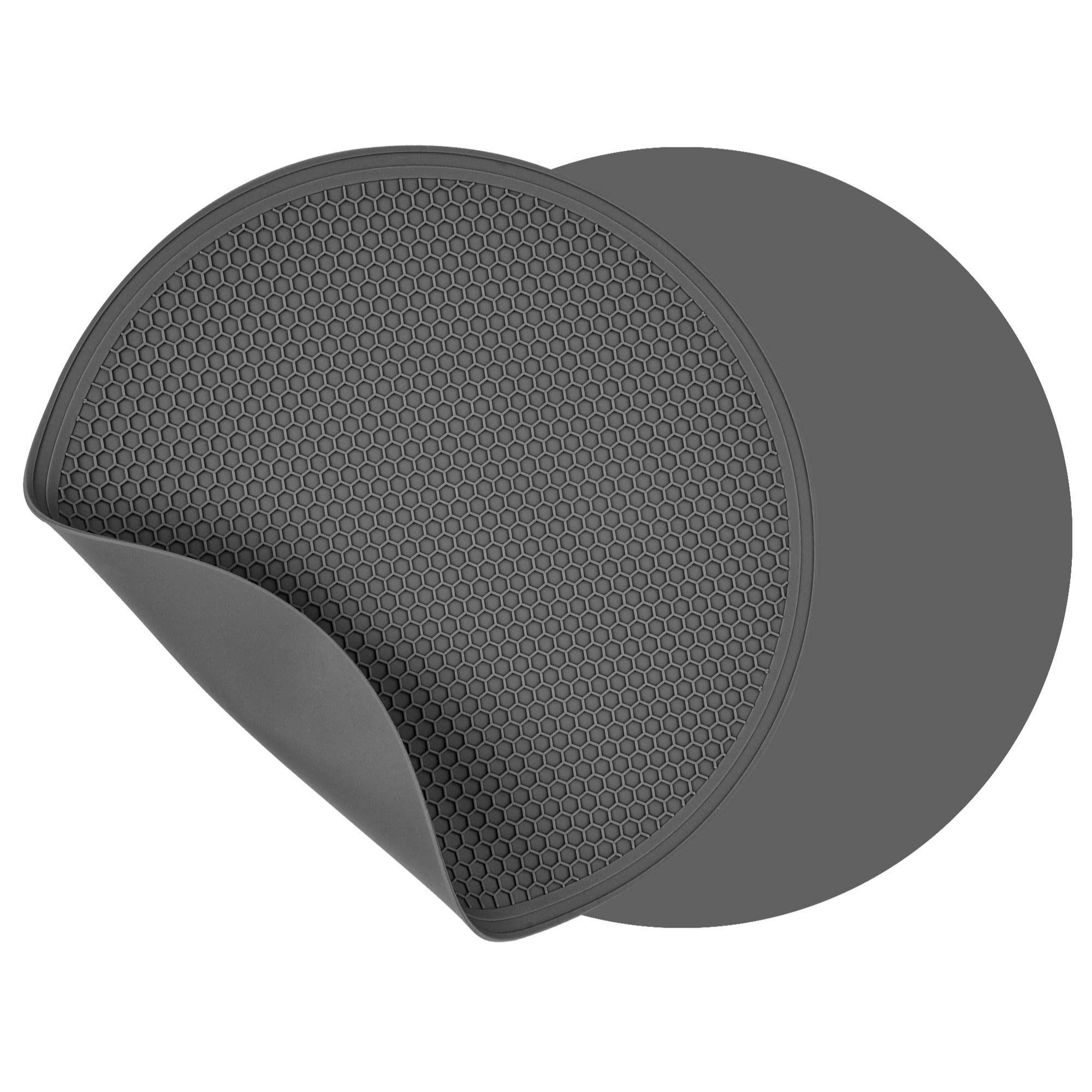 Smithcraft Microwave Mat, Silicone Trivets for Hot Dishes, Pots and Pans, Hot Pads for Kitchen, Versatile Non Slip Trivet Mat, Dia 11.81" Pot Holders Mats for Microwave, Oven &Fridge Dark Grey Set 2