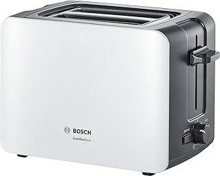 Bosch Hausgeräte TAT6A111 ComfortLine Toster, Tworzywo Sztuczne, 1090 W, Szary/Biały