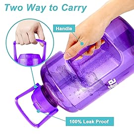 QuiFit 1 Gallon Water Bottle - with Straw & Motivational Time Marker Leak-Proof BPA Free Reusable Gym Sports Outdoor Large(128OZ) Capacity Water Jug(Light Purple,1 Gallon)