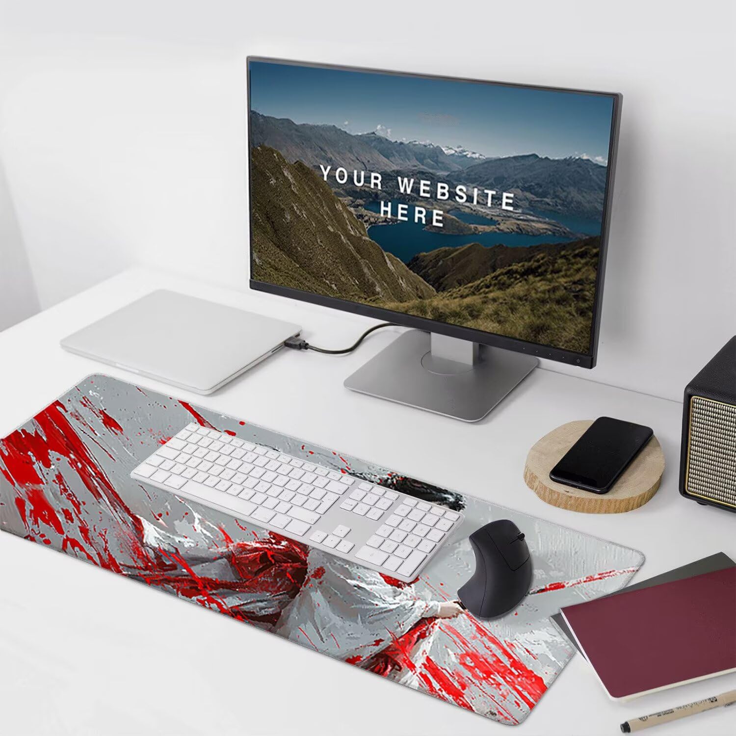 Podkładka pod mysz do gier XXL Mousepad 1000 x 500 mm, duża podkładka pod biurko z antypoślizgową gumową podstawą dla graczy, poprawia precyzję i szybkość (wojownicy gejszy) X-947