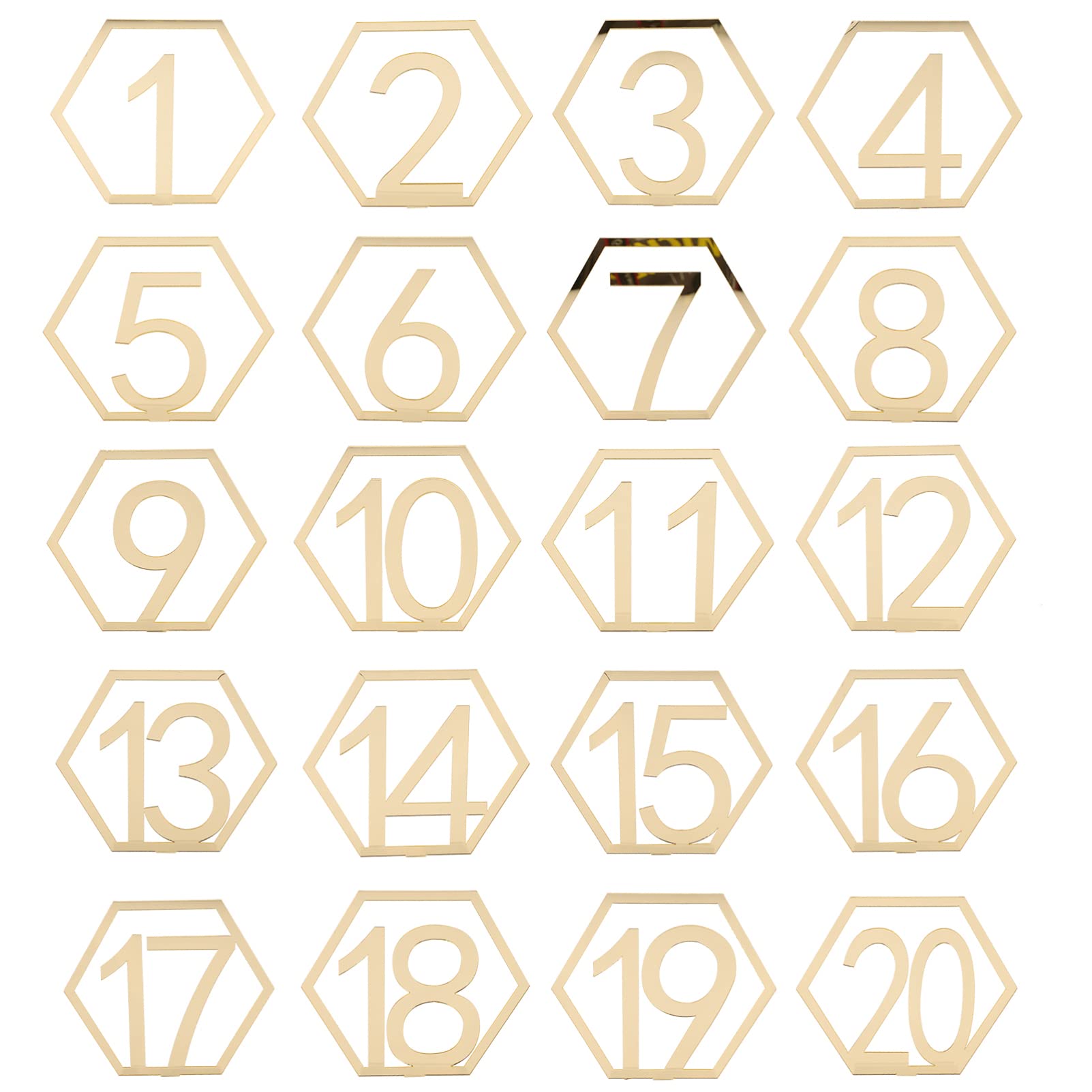 Tischnummern Goldene Stück 1-20, 20 Acryl für Hochzeit