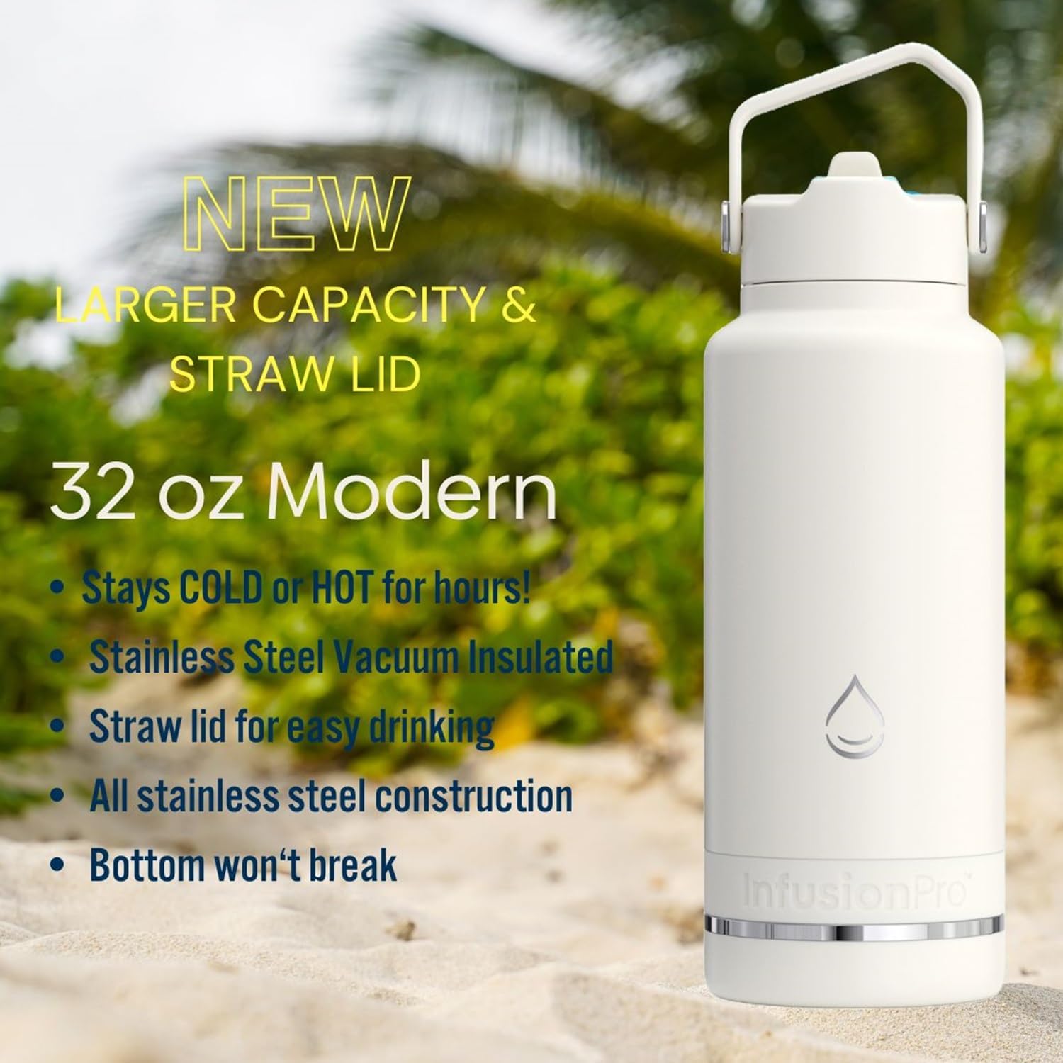 Infusion Pro Fruit Infuser Water Bottle with Straw Lid (32 oz) Stainless Steel Vacuum Insulated : 50 Recipe Fruit Infusion eBook : Large Infuser for More Flavor : Easy Cleaning : Great Gift - Image 2