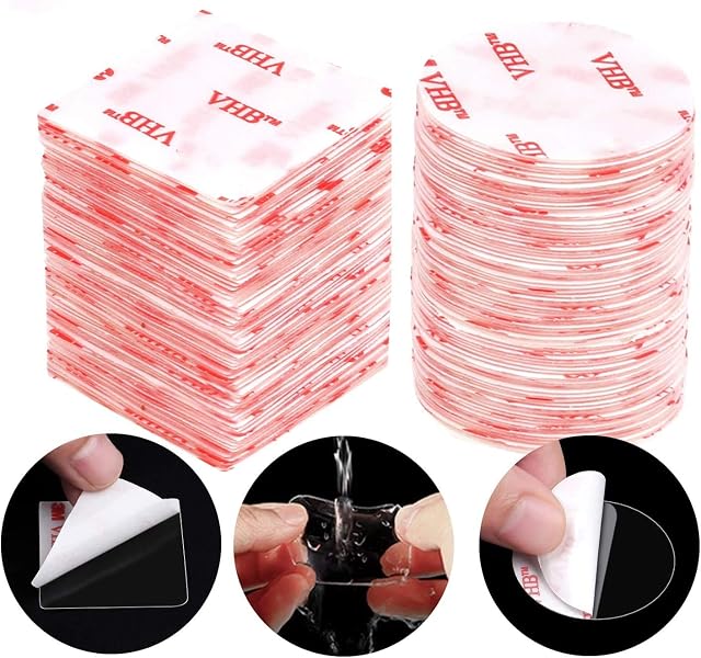 JUYOO 120PCS Double Sided Sticky Pads - Strong Double Sided Tape Clear Reusable Nano Magic Tape Double Sided Tape for Wall,Kitchen,Carpet,Photo Double Sided Sticky Pads Heavy Duty