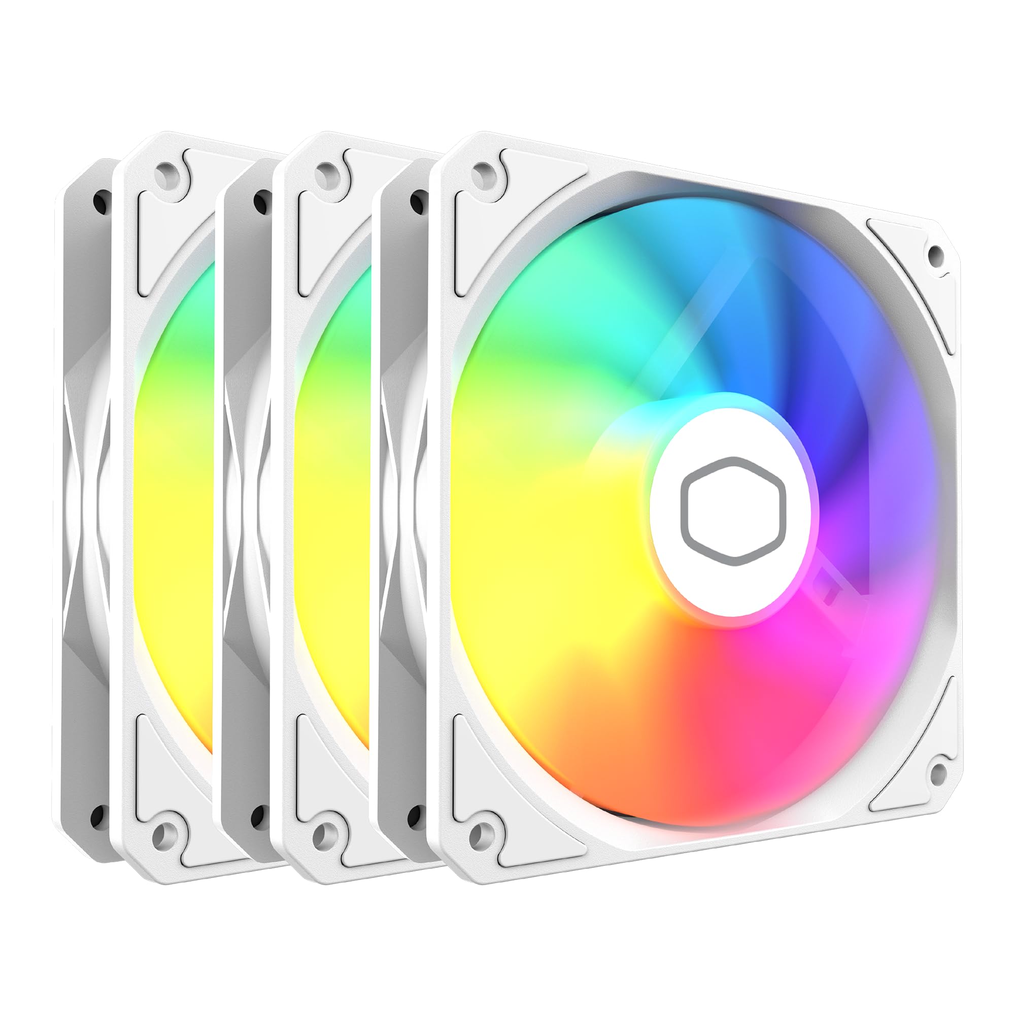 MF120 Lite White PC Case|Liquid Cooler|Air Cooler 3-Pack Fan, 120mm aRGB Lighting, aRGB Splitter, Dynamic PWM 1,750 RPM, Air Balance Blades, Hybrid | PBT Frame