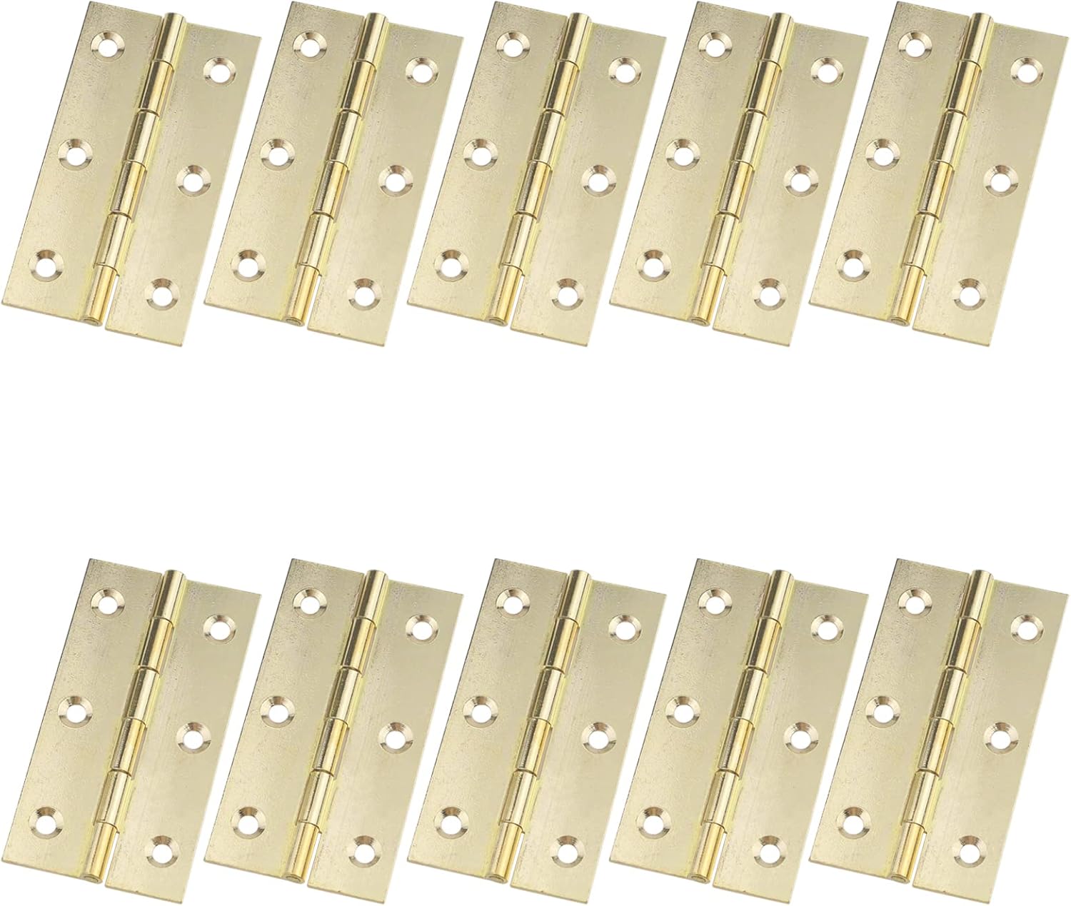 Semetall Golden Door Hinge 10 Pack 3 Inch Solid Brass Butt Hinges Heavy Duty Cabinet Door Hinges with Screws for Door Furniture Cupboard Box Case(75mmx40mm)