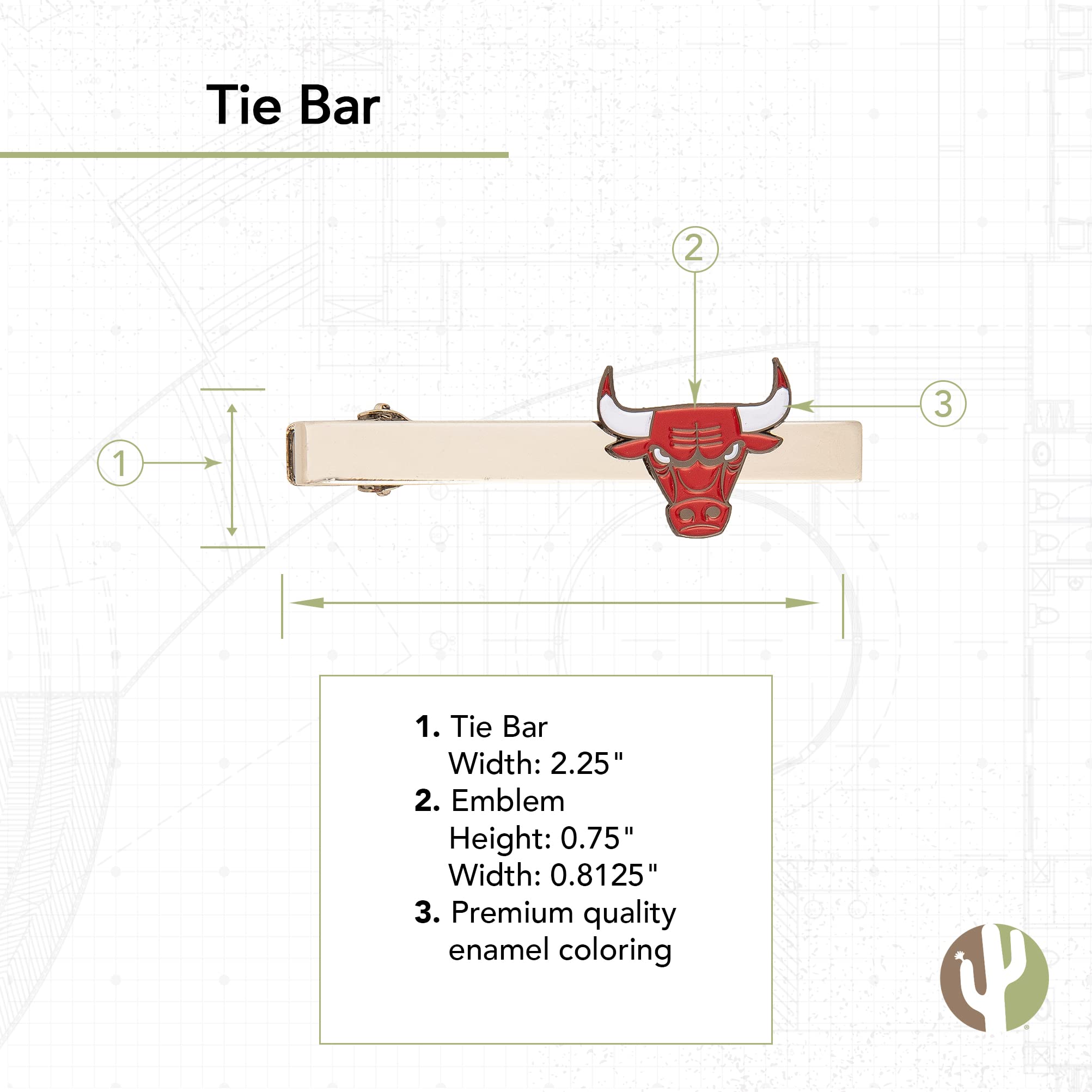 Desert Cactus Chicago Bulls Tie Bar NBA National Basketball Association Logo (Tie Bar)