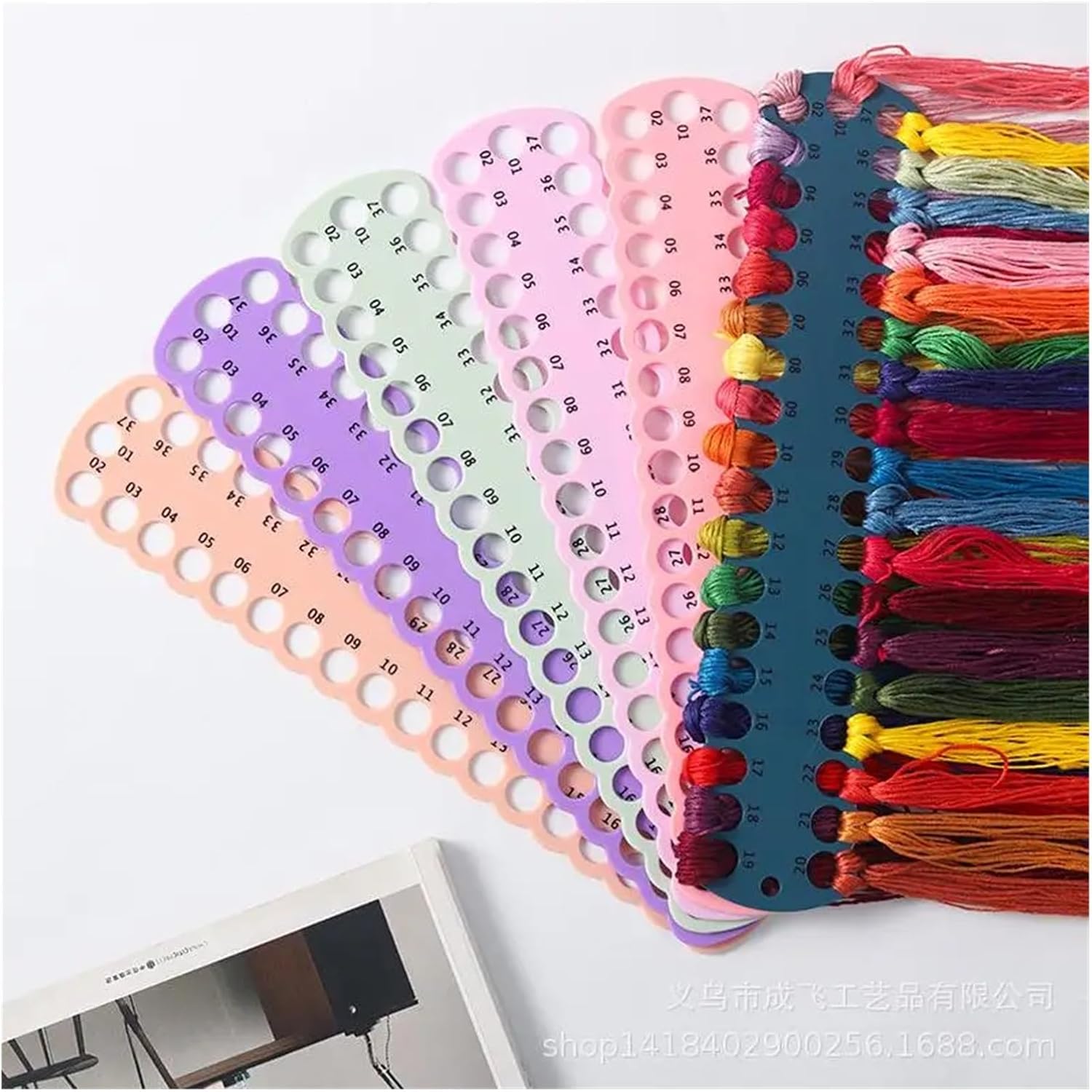 Floss Drops Cross Stitch 20 Pcs Embroidery Thread Board Plastic Cross Stitch Spool Storage Card Organizer Holder Sewing Tools for DIY Craft Sewing Thread Storage(Army Green)