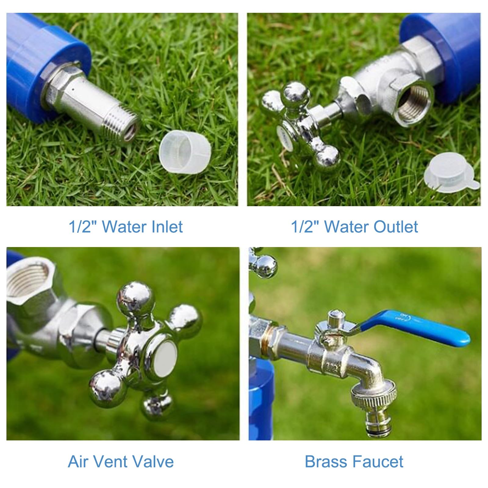 Columna de agua para jardín al aire libre para todo tipo de clima con grifos dobles de latón, poste de grifo resistente a las heladas para riego de patio