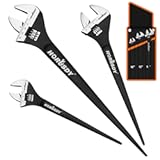 HORUSDY 3-Piece Adjustable Spud Wrench Set&comma; 10"&comma; 12"&comma; 16"&comma; CR-V Steel&comma; SAE & Metric Scale&comma; Black Oxide Finish&comma; Heavy Duty Wrenches for Construction&comma; Mechanical Repair&comma; DIY and Outdoor Projects