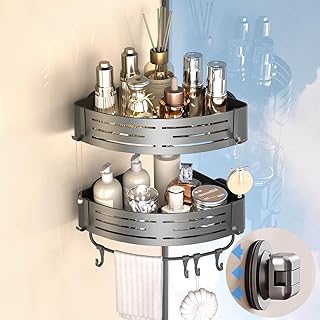 Onemake Corner Shower Caddy with Suction Cups, 2-Pack Removable Aluminum...