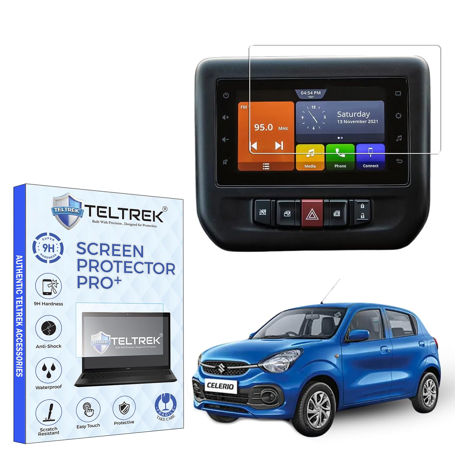 screen guard compatible with maruti suzuki celerio 7 inch (2021-running) zxi & zxi plus gps infotainment music system 9h hardness screen protector not a tempered glass
