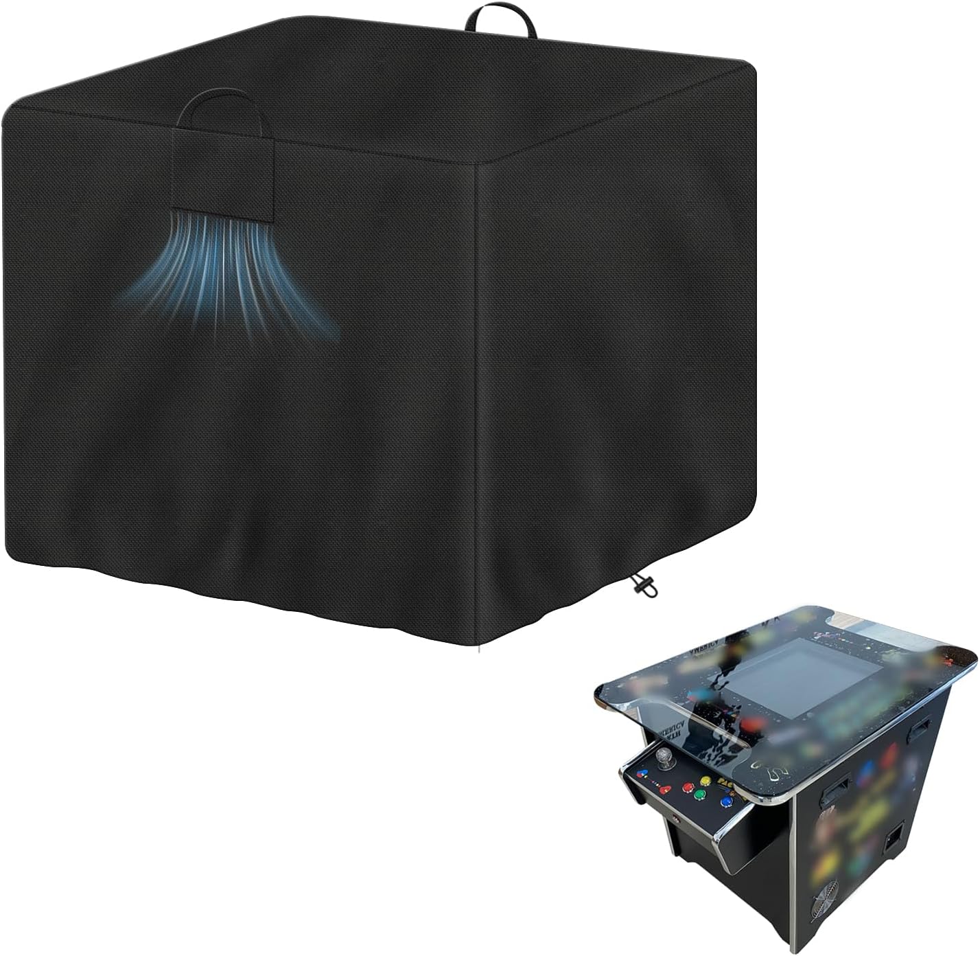Arcade Table Cover, 600D Oxford Covers Compatible with Arcade1Up Pac-Man Head-to-Head Arcade Machine ,Waterproof & Dust-Proof, Indoor Game Table Accessories,Black,36.6*24.4*28.7inch (Cover only)
