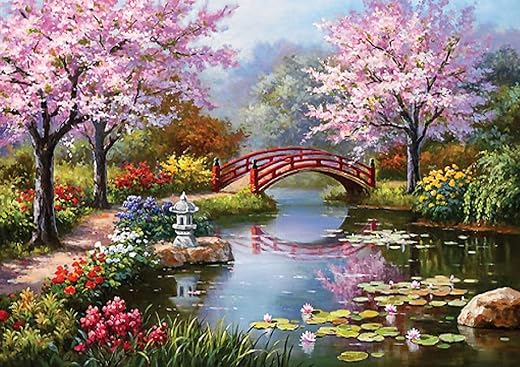 GharMart Springgarden Diamond Painting Kit with Round Diamonds,5D Diamond Painting Kit for Adults &amp; Kids,30 X 40cm Full Dr...