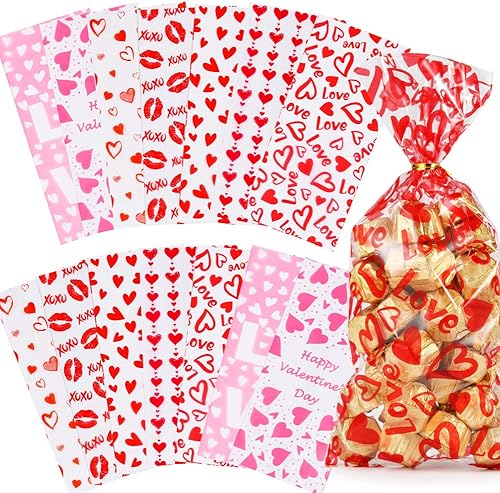 Bolsas de dulces para el día de San Valentín, bolsas de regalo de San Valentín para niños, 133 unidades, bolsas de celofán de San Valentín, bolsas