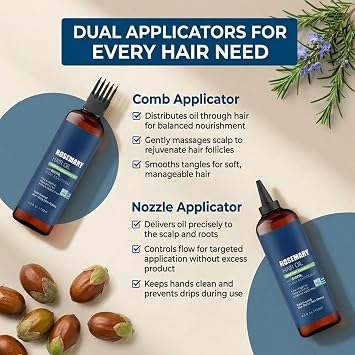 Rosemary Oil for Hair Growth - 4.2 Fl Oz Botanic Hearth Rosemary Natural Hair Oil Scalp Treatment for Hairs Loss, Dry & Frizzy Repair, Deep Nourishing Oils for All Hairs Types