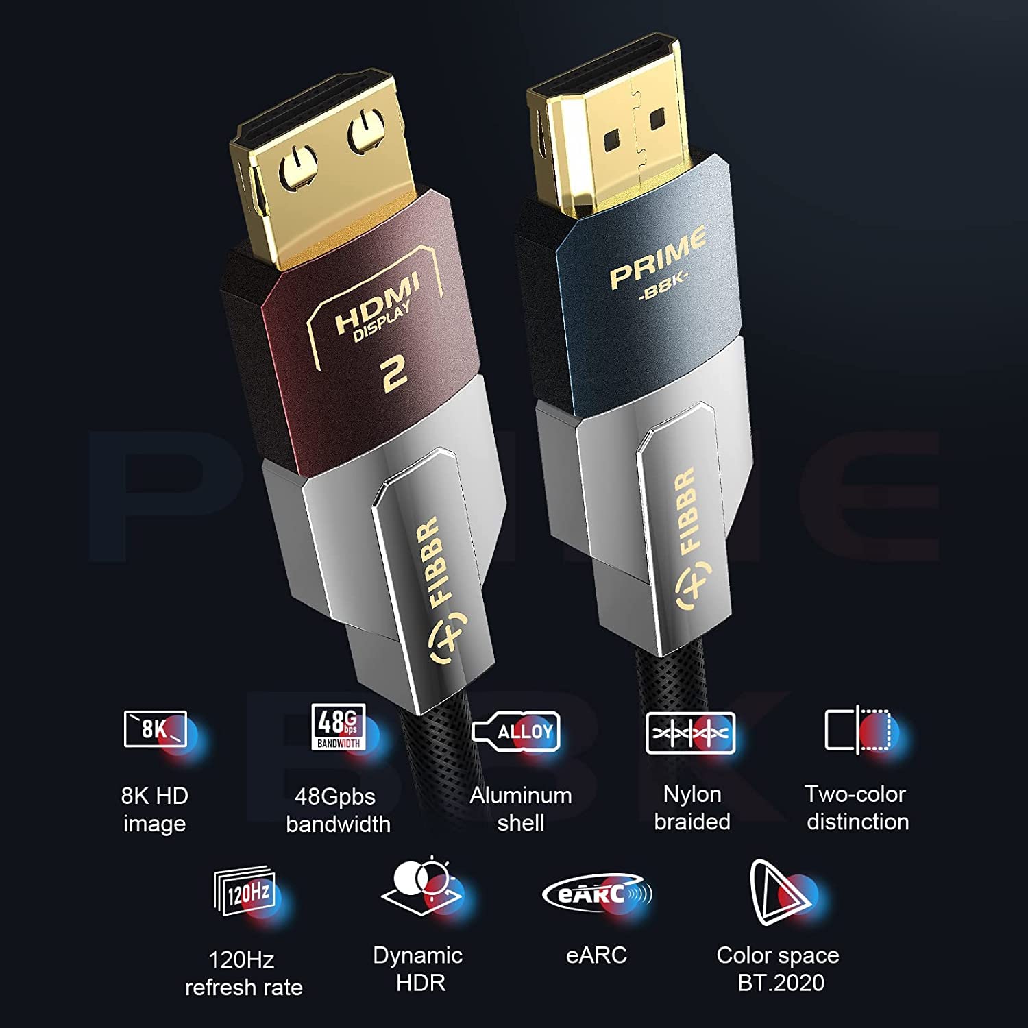 Amazon | FIBBR 8K HDMI 2.1 Cable 5FT/1.5M, 48Gbps High Speed Fiber
