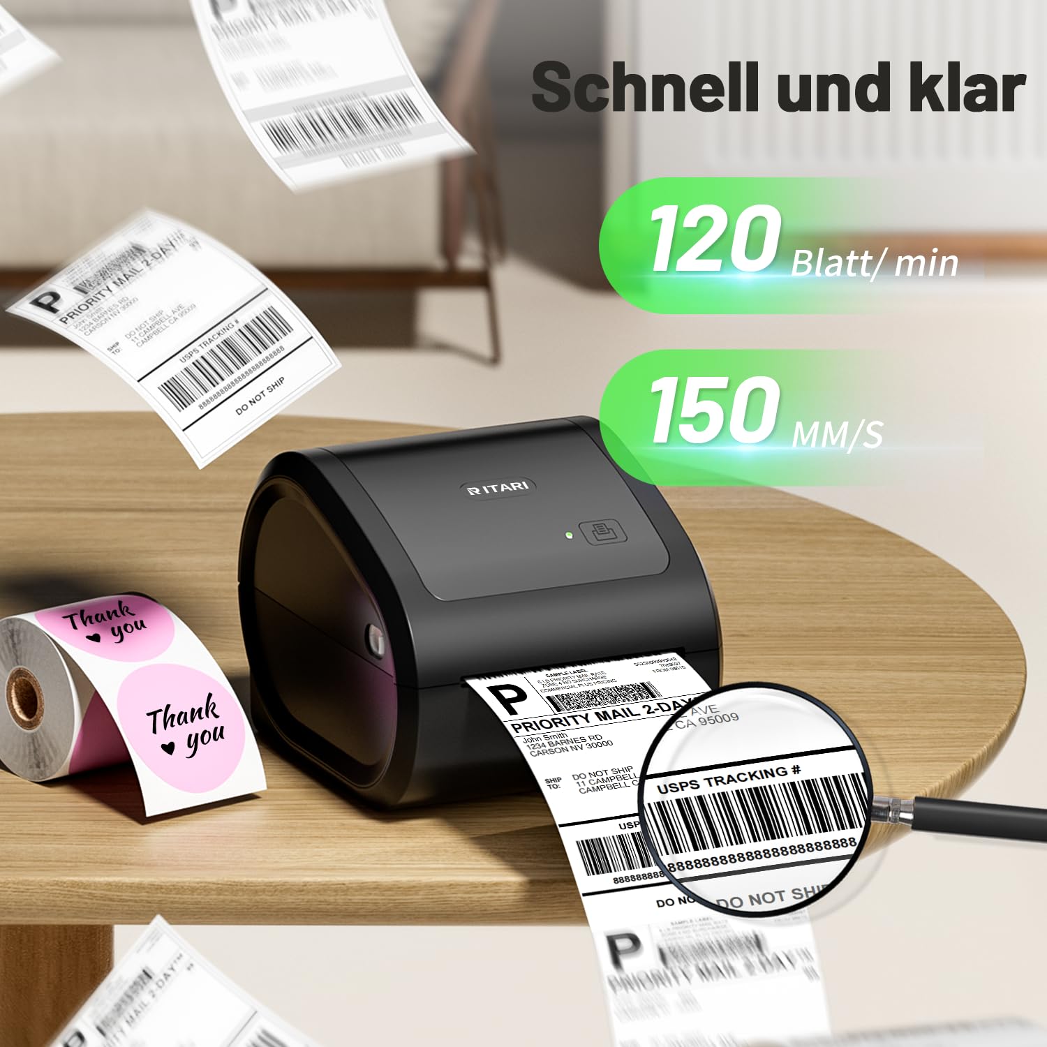 Itari Stampante Termica Bluetooth,Stampante Etichette Adesive per Codice a Barre, Compatibile con DHL Hermes,DPD,GLS,UPS
