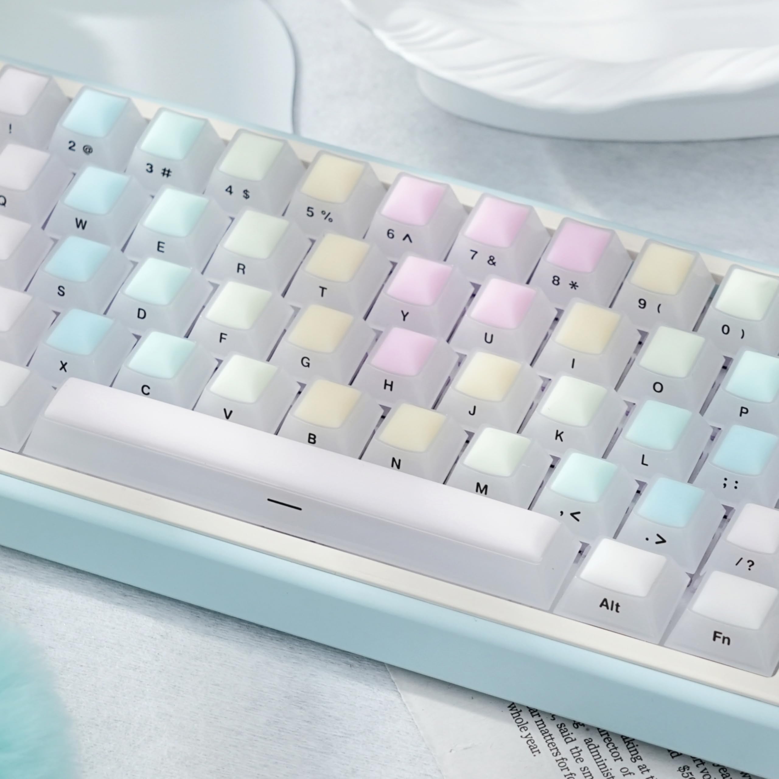 Womier Keycaps Keyboard for Long Nails, Clear Jelly Keycaps 60 75