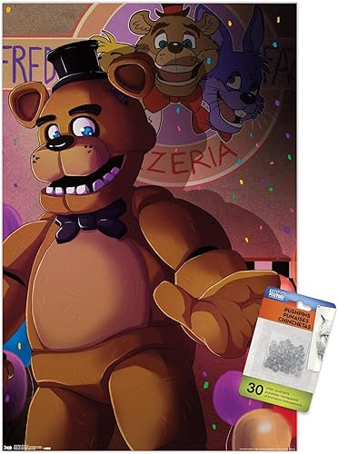 Póster de pared de Five Nights at Freddy's - Pizzeria Art con alfileres