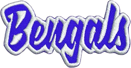 Miniatura 6 de Bengals, espíritu escolar, bordado, parche para planchar (2 x 4 pulgadas) Bengals (purpurina negracontorno blanco)