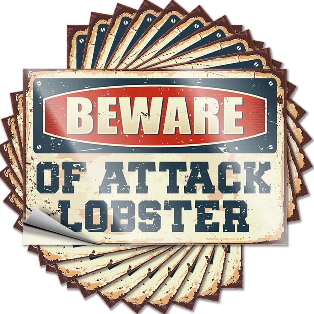 Funky, Decals Wall Beware of Attack Lobster | Interior Dorm Door Decorations(12X18CM)